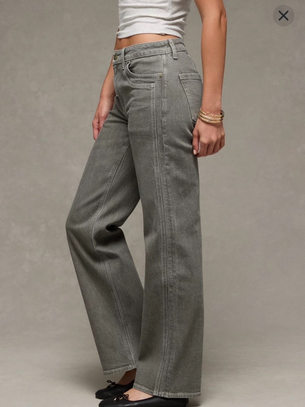 Wide Leg Gray Denim Jeans